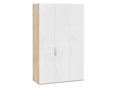 Шкаф комбинированный Эмбер с 3 глухими дверями Яблоня Беллуно, Белый глянец